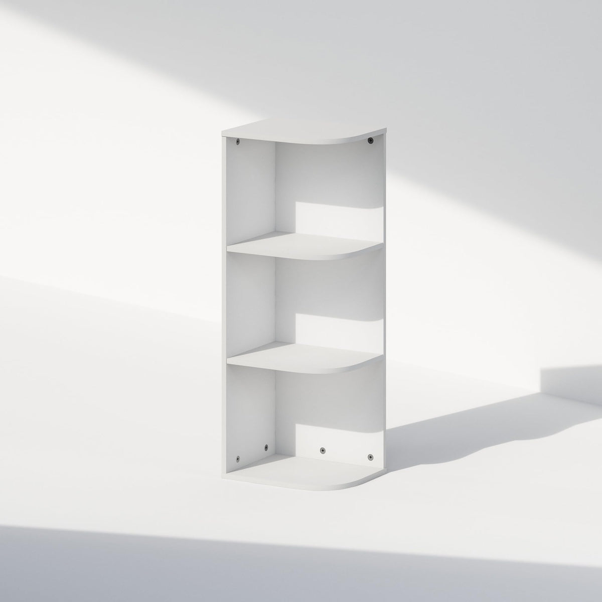 3 Tier White Corner Shelf, 31.5 Inch Small Bookcase