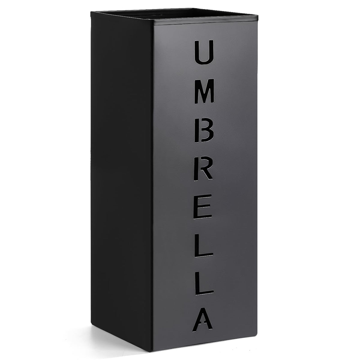 Square Metal Umbrella Stand, 6.3 x 6.3 x 16.5 Inch Freestanding Holder, Black