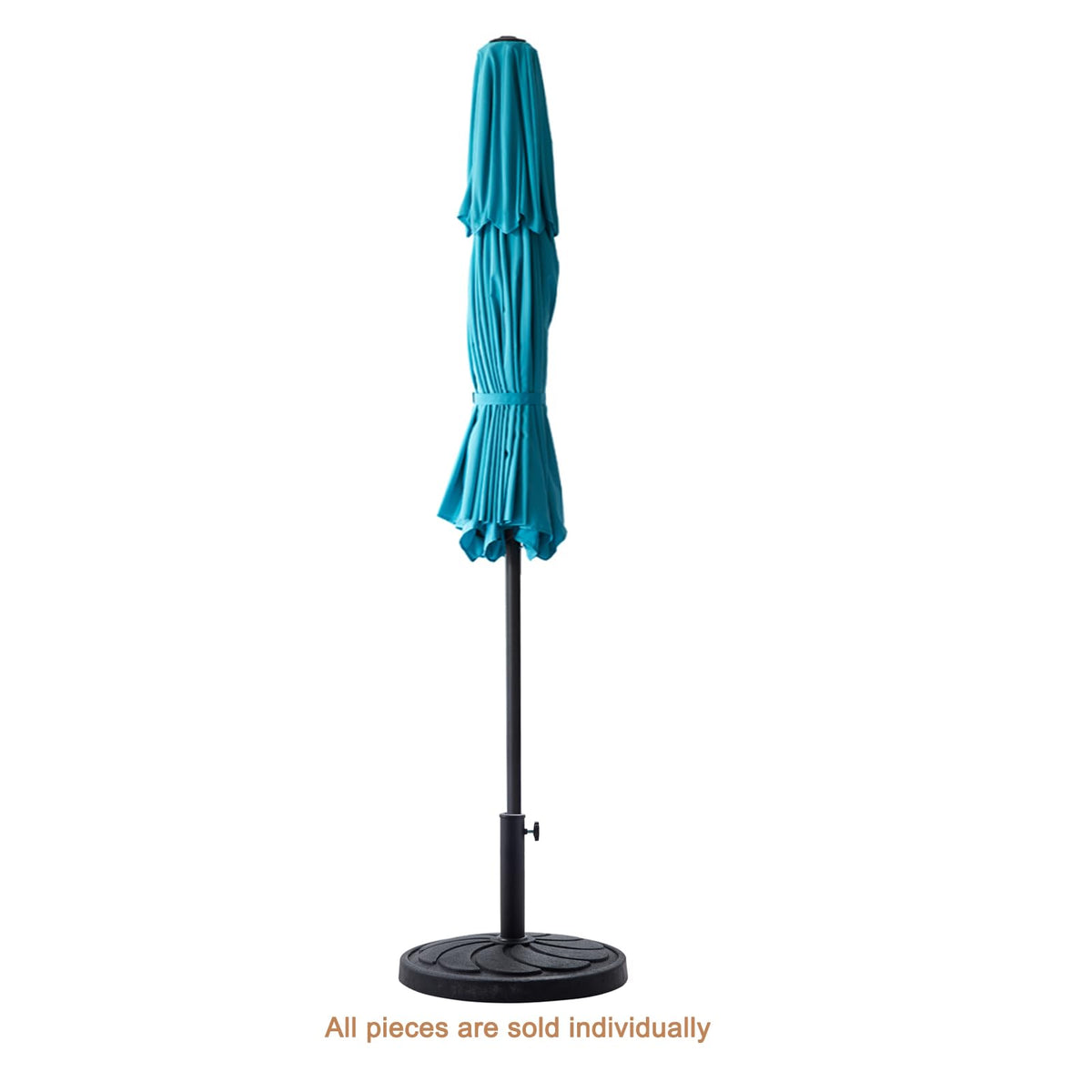 40 lb Round Umbrella Base, Black Resin with Decorative Pattern