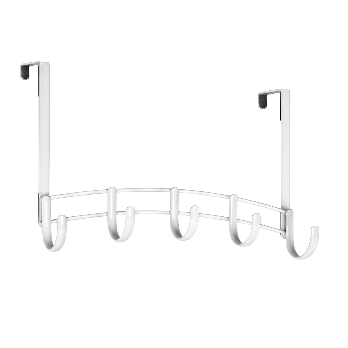 White Steel Over the Door Rack with 5 Extra Large Hooks