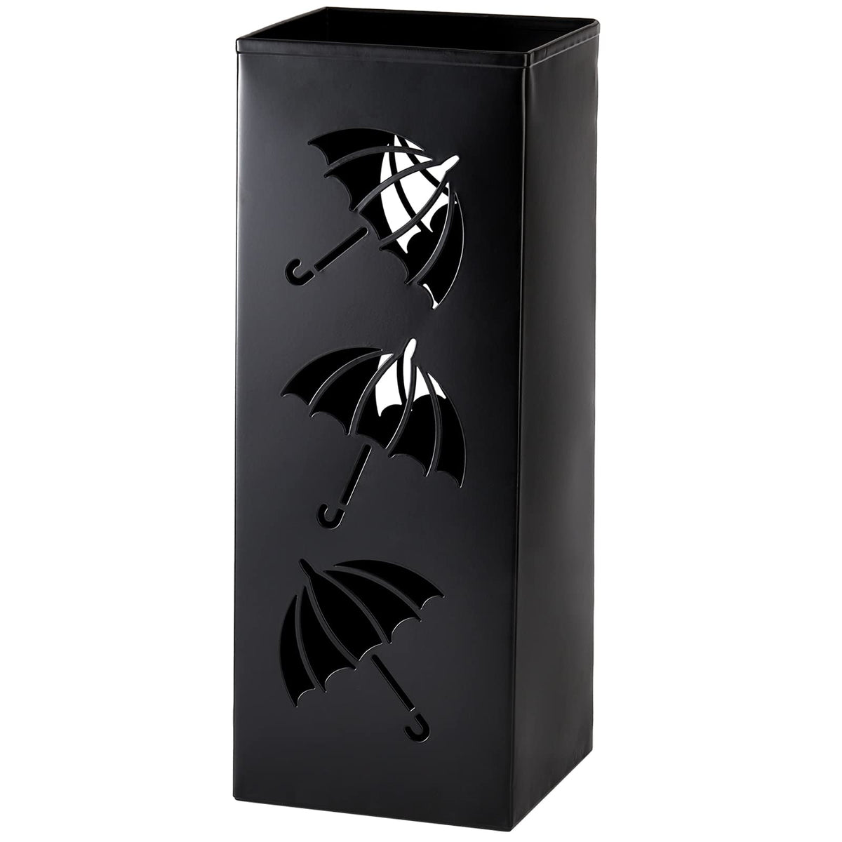 Square Metal Umbrella Stand for Entryway, 6.3 x 6.3 x 16.5 In, Black