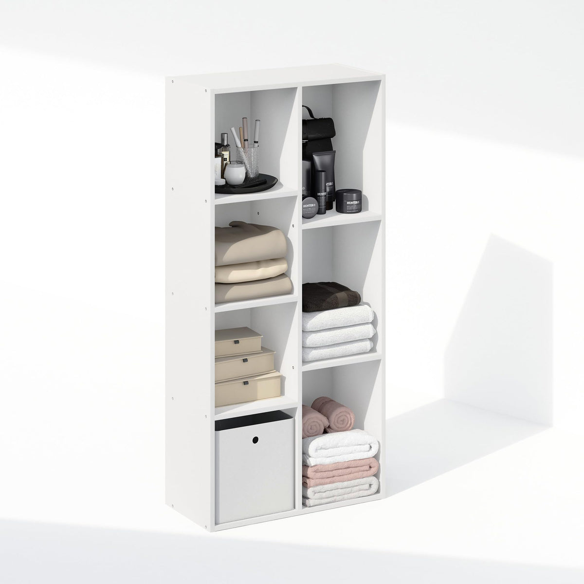 White 7 Cube Closet Organizer, Open Shelf Tower, 41.7 Inch Tall