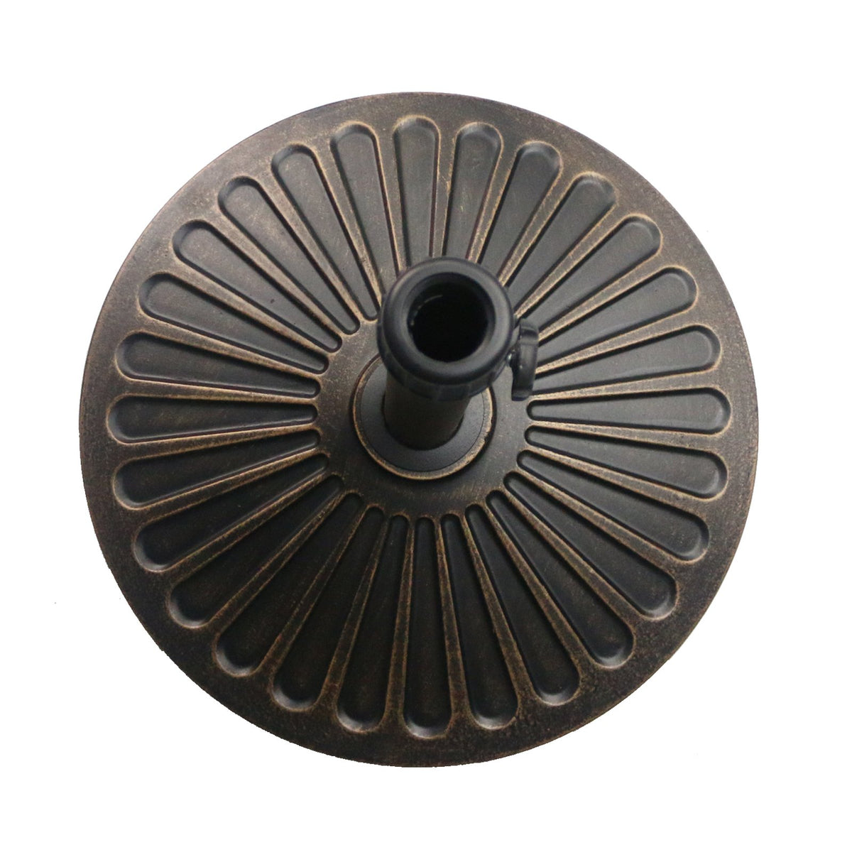 18 Inch Round Patio Umbrella Base, 30 lb, Antique Bronze