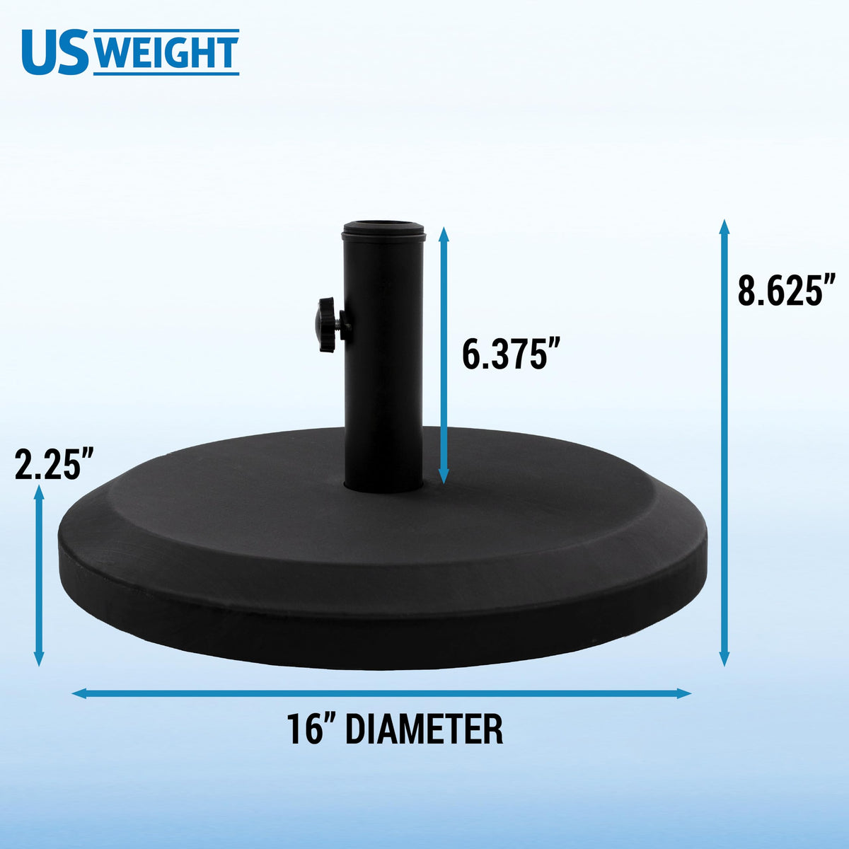 Filled 22 lb Umbrella Base for Patio Tables, Black, 16 Inch