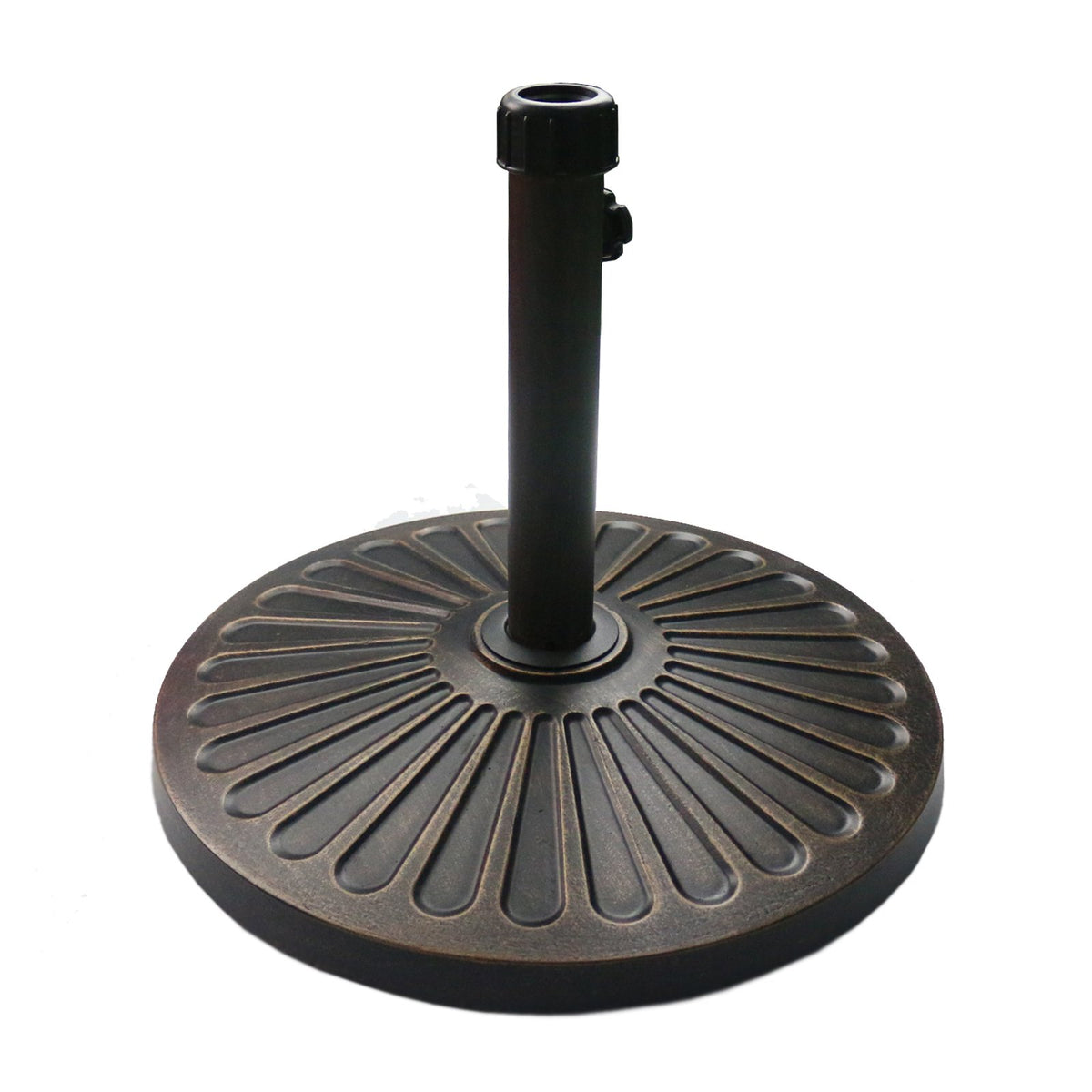 18 Inch Round Patio Umbrella Base, 30 lb, Antique Bronze