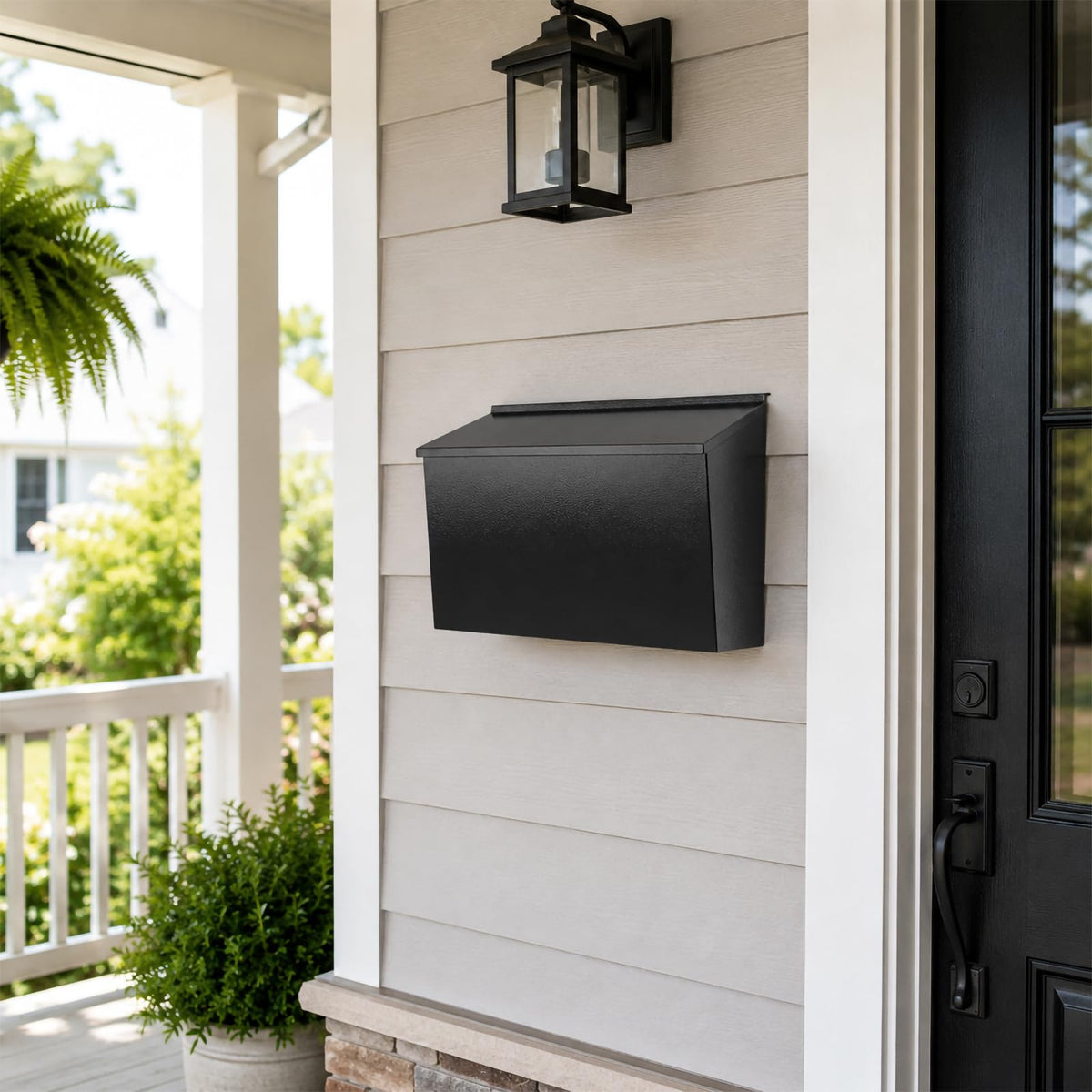 Locking Wall Mount Mailbox, Black, 15.7 Inch with Wide Drop Slot