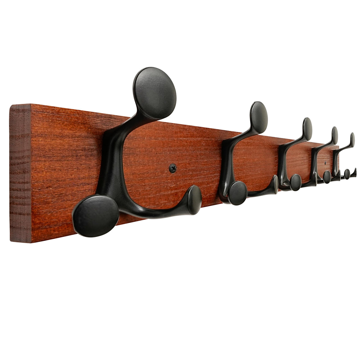 24 Inch Cherry Coat Rack with 5 Triple Hooks, Wall Mount