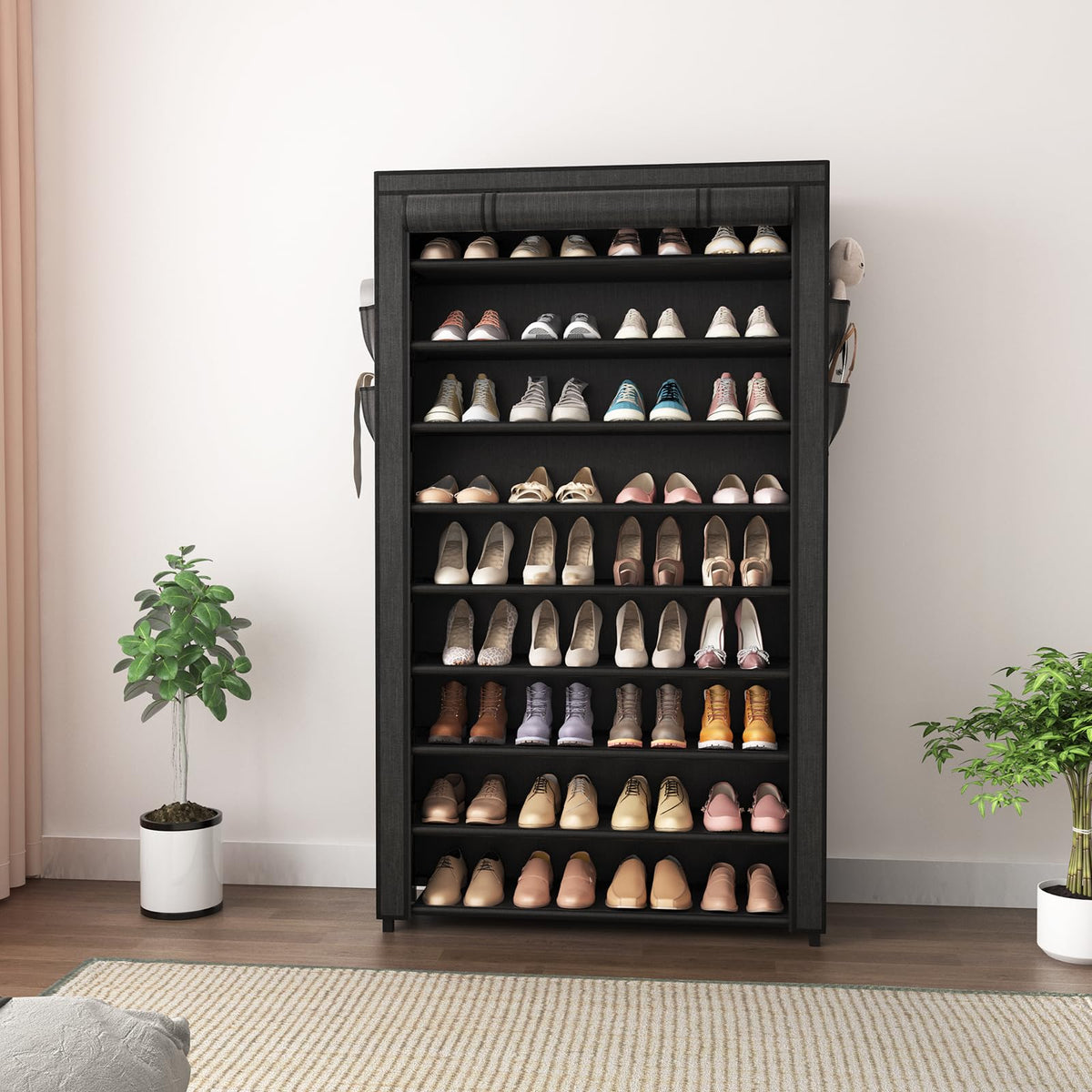 10-Tier Shoe Rack with Cover for 40 Pairs, Tall Vertical Shoe Storage Organizer