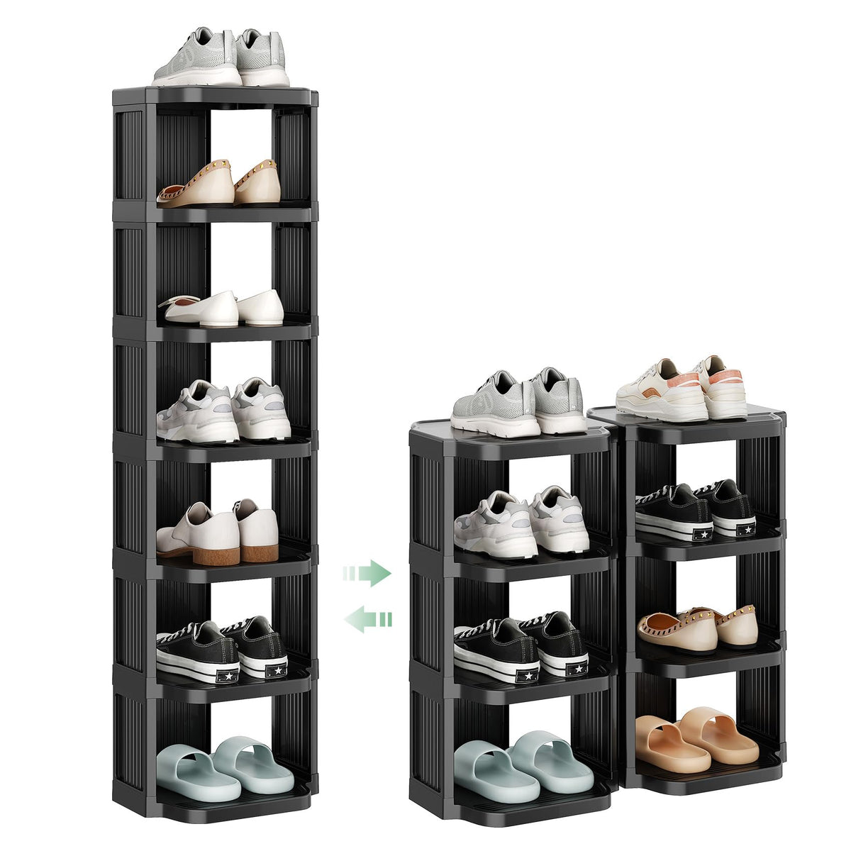 8-Tier Vertical Plastic Shoe Rack, Stackable Shoe Tower for Small Closets