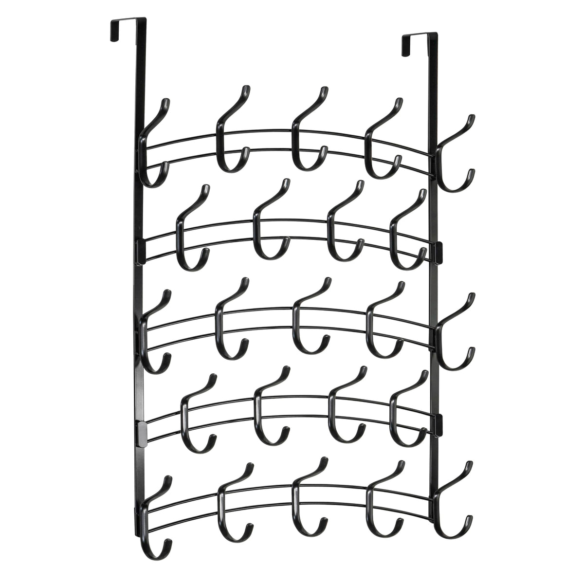 5 Tier Over the Door Hook Rack with 46 Hooks, Black Steel