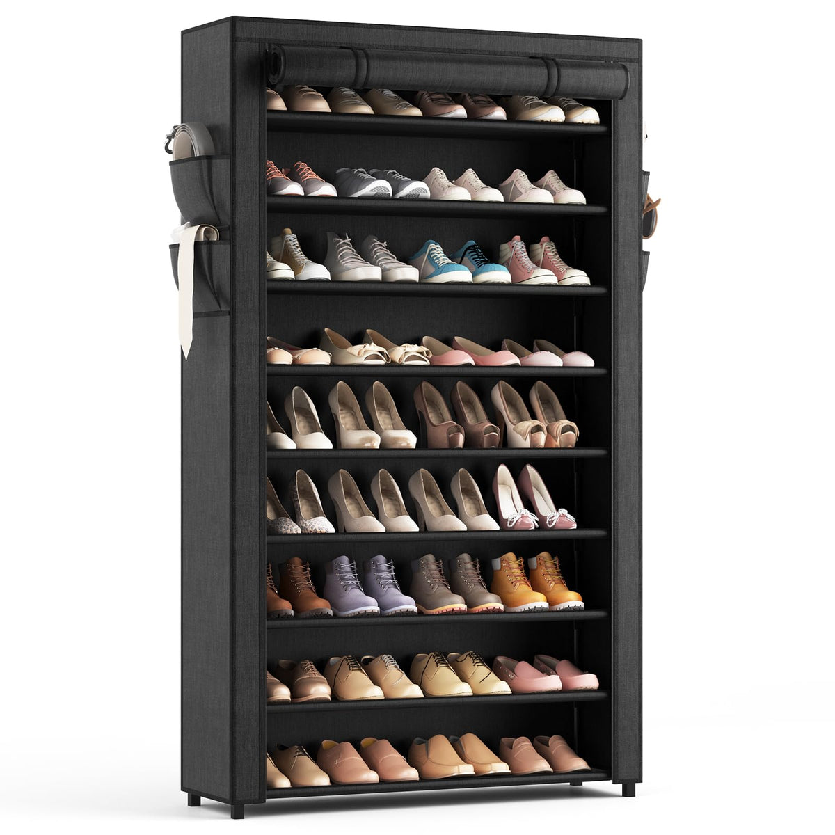 10-Tier Shoe Rack with Cover for 40 Pairs, Tall Vertical Shoe Storage Organizer