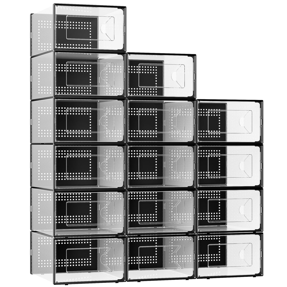 15 Pack Clear Shoe Storage Boxes, Extra Large, Interlocking Stack