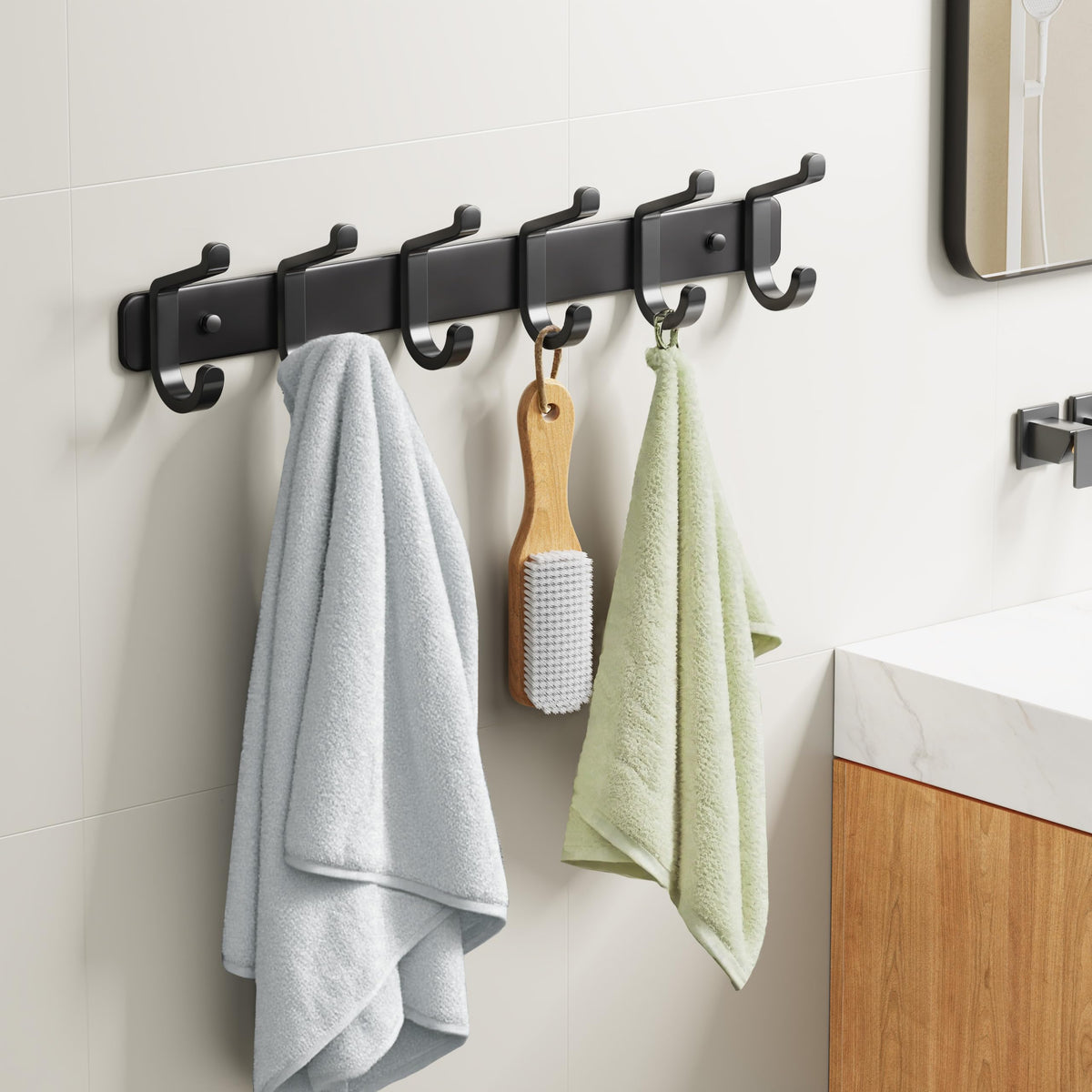 Black Metal Wall Mounted Coat Hook Racks, 2 Pack