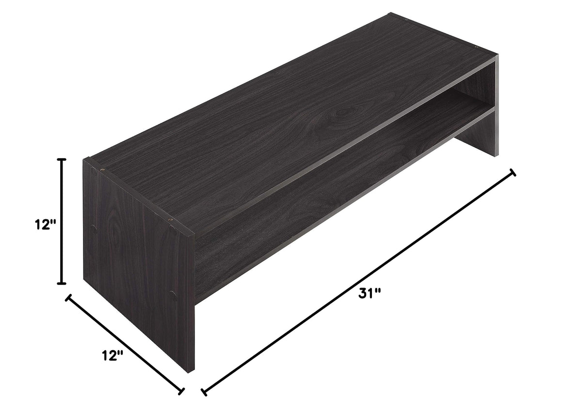 Stackable Wood Shoe Shelf, 2 Tier, 31 Inch, Espresso Finish