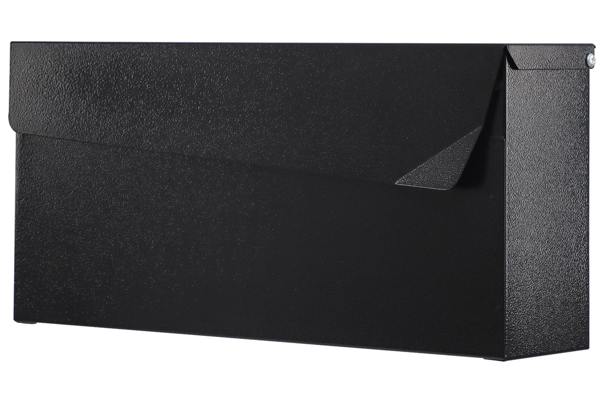 Black Wall Mount Mailbox, 14.56 Inch, No Lock Galvanized Steel
