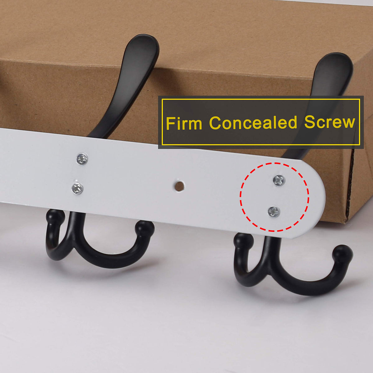 29.5 Inch Wall Coat Rail with 8 Tri Hooks, White and Black