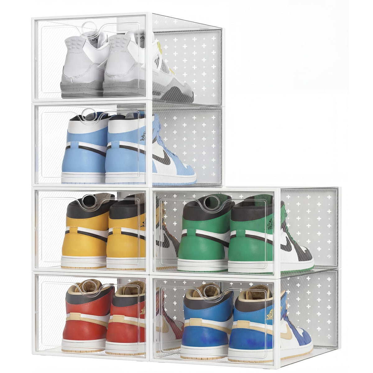 XXL Clear Stackable Shoe Boxes, 6 Pack, Fits Up to Size 14