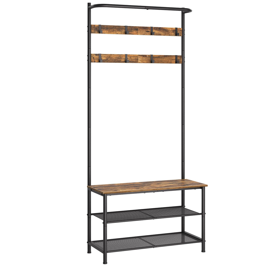Hall tree vs coat rack - hall tree with shoe bench and adjustable hooks