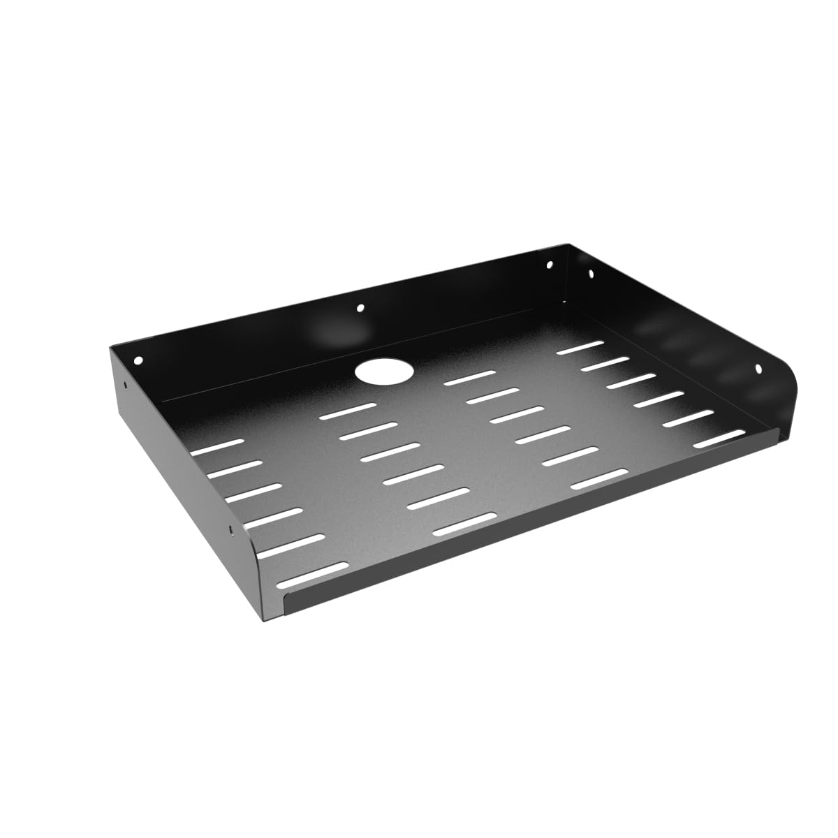 Black Metal Floating Shelves, 12 x 8 Inch, 2 Pack with Cable Hole