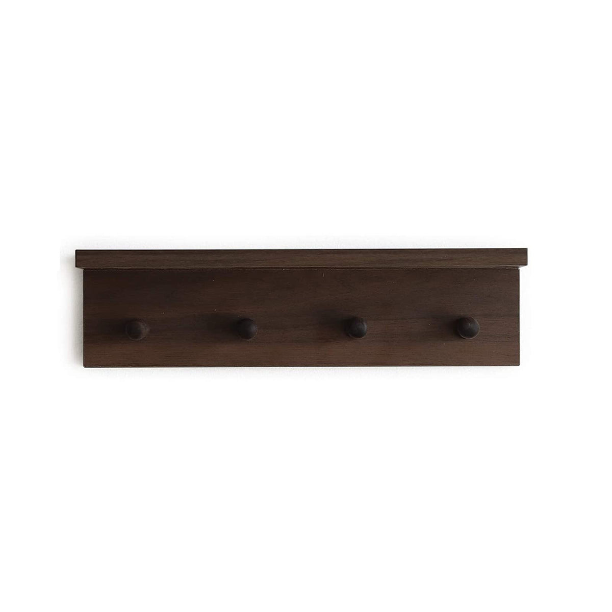 Wooden Wall Hook Rack, Walnut Finish Entryway Coat Hooks
