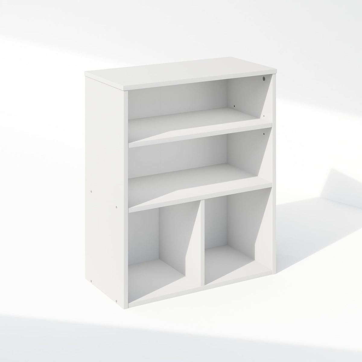 3 Tier Closet Organizer with Adjustable Shelf and 2 Cubes, White