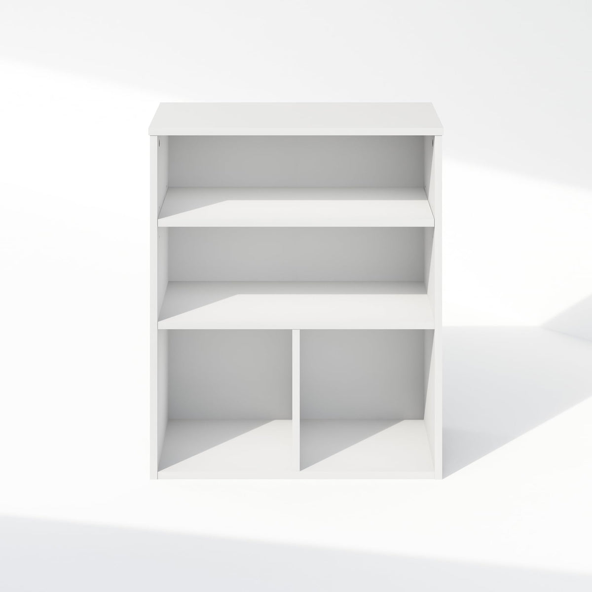 3 Tier Closet Organizer with Adjustable Shelf and 2 Cubes, White