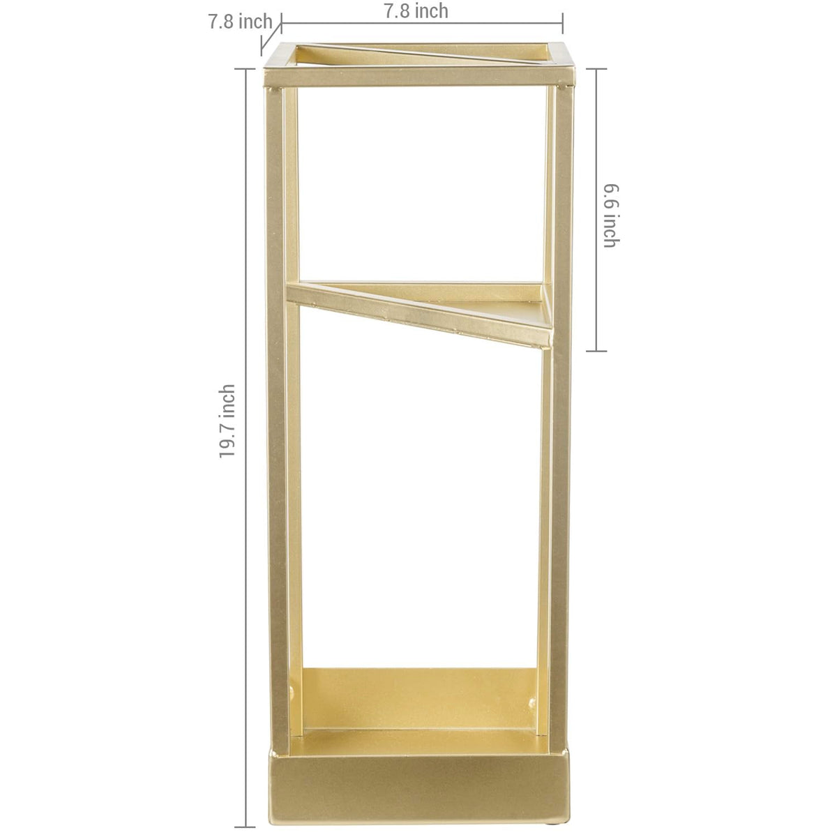 Brass Tone Metal Umbrella Stand with Drip Tray, 20 Inch Tall
