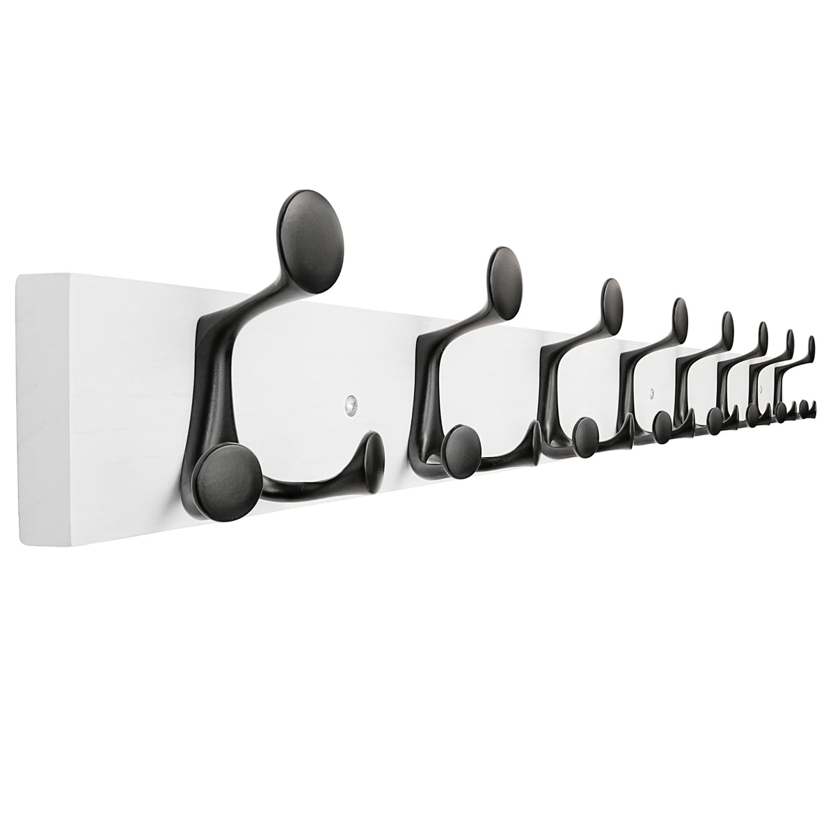 White Wood Wall Coat Rack, 43 Inch with 8 Triple Hooks