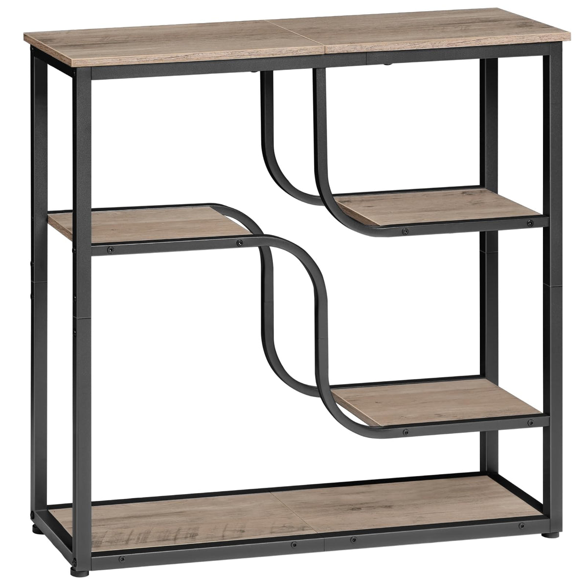 Narrow 5-Tier Console Table, 29.5 Inch, Greige and Black