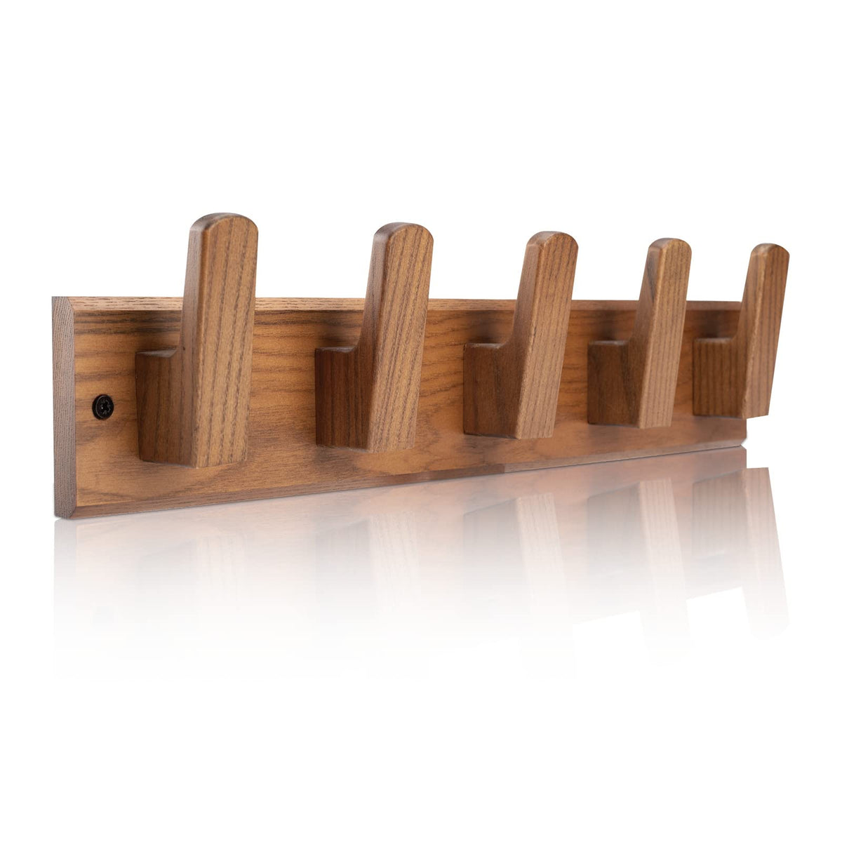 Natural Solid Wood Wall Coat Rack, 17 Inch Hole to Hole