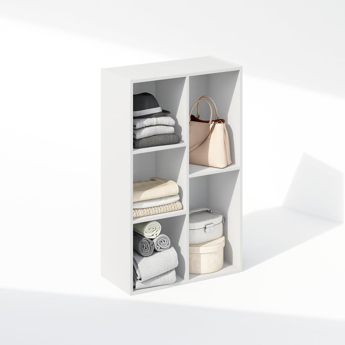 5 Cube Closet Shelf Organizer, White, Reversible Storage Unit