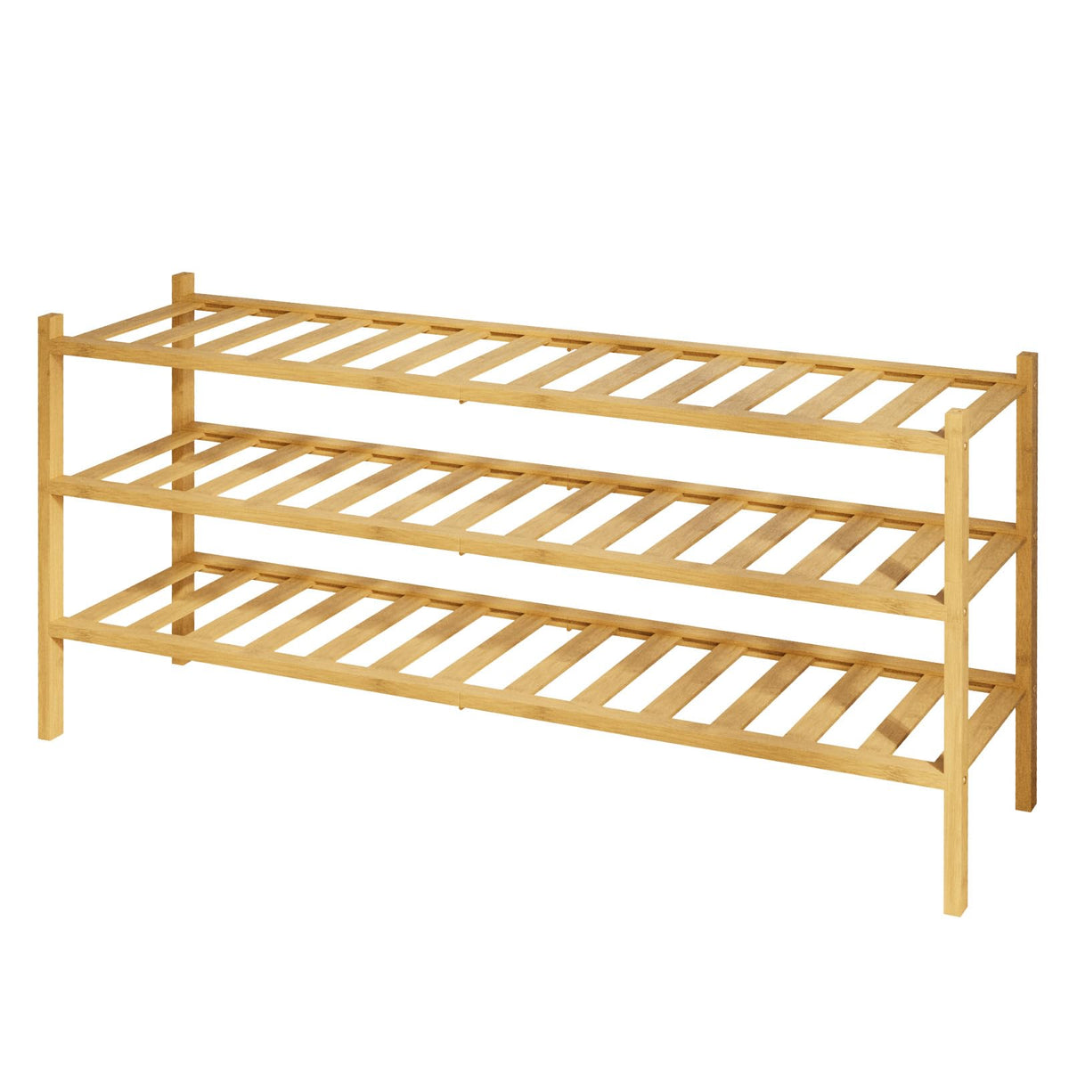 Wide Bamboo Shoe Rack, 32.7 Inch, 3 Tier, Natural Finish