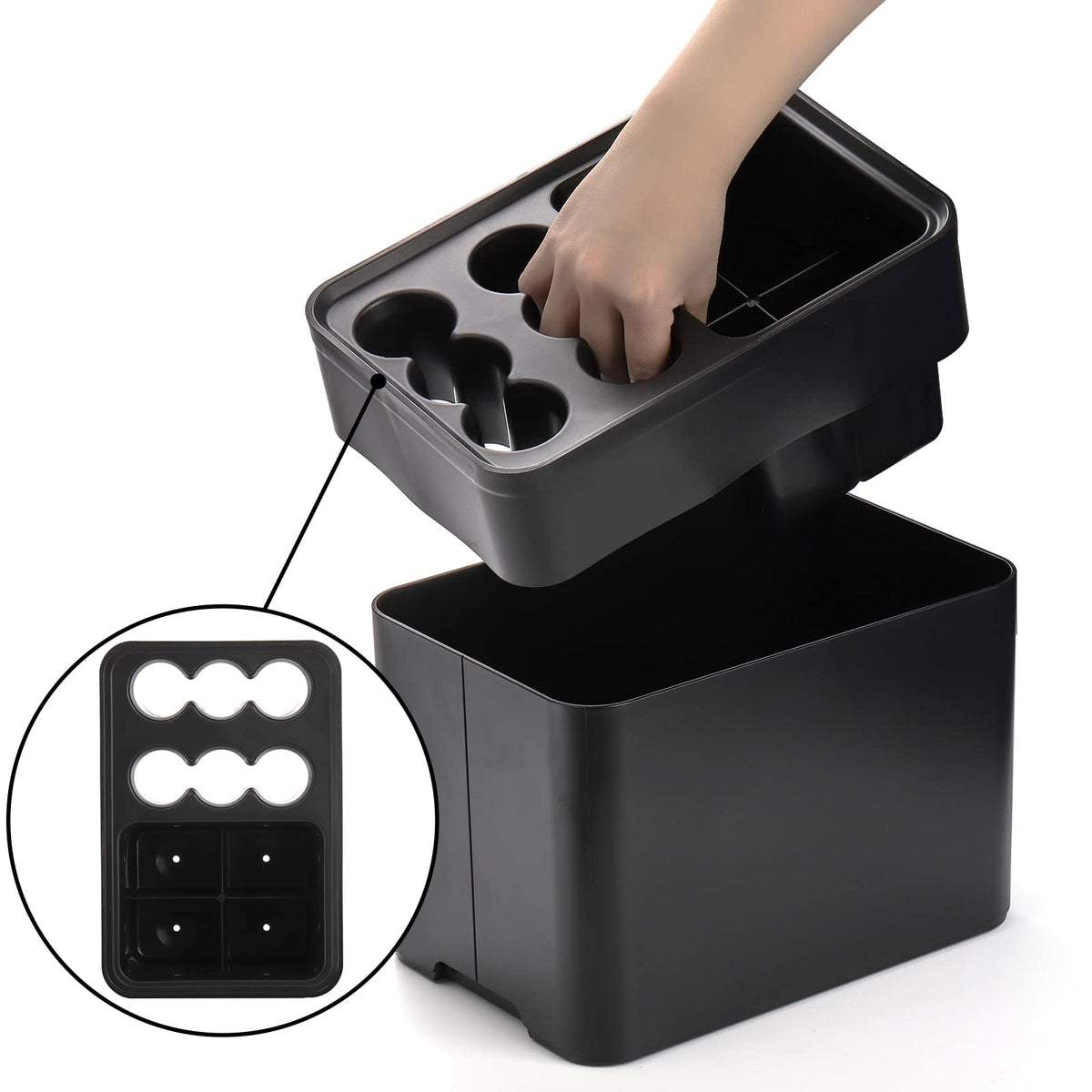 Black Umbrella Stand with 10 Slots and Removable Drip Tray, Compact Plastic