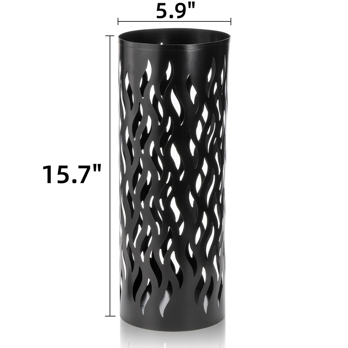 Round Black Metal Umbrella Stand, 15.7 Inch Open Mesh Design