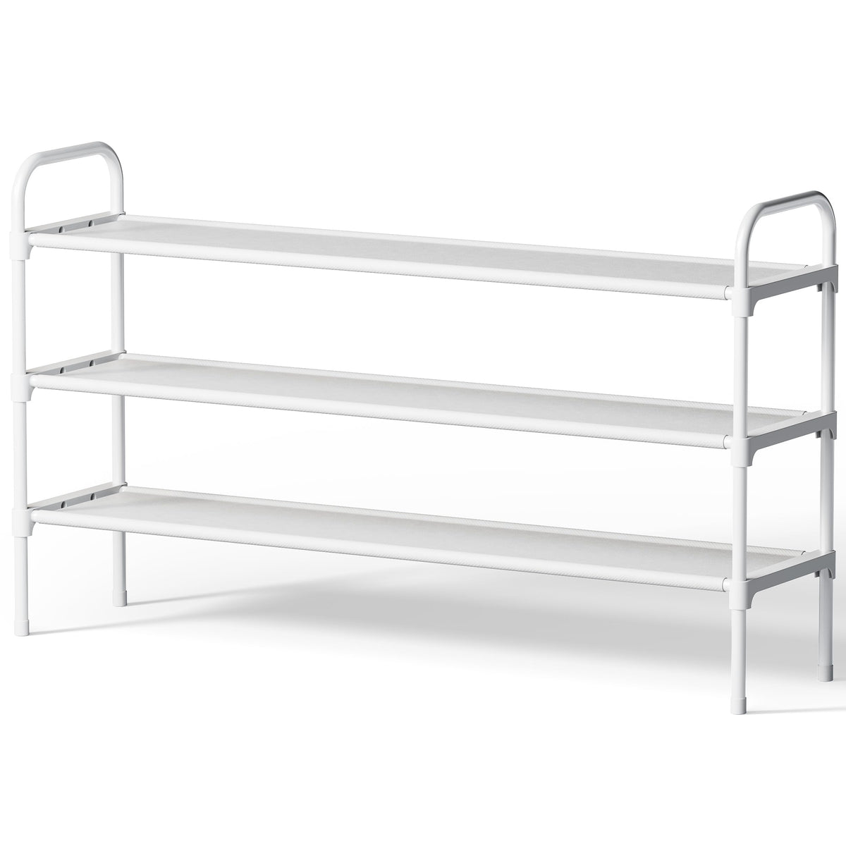 39 Inch Long Shoe Shelf for Closets, 3 Tiers, White
