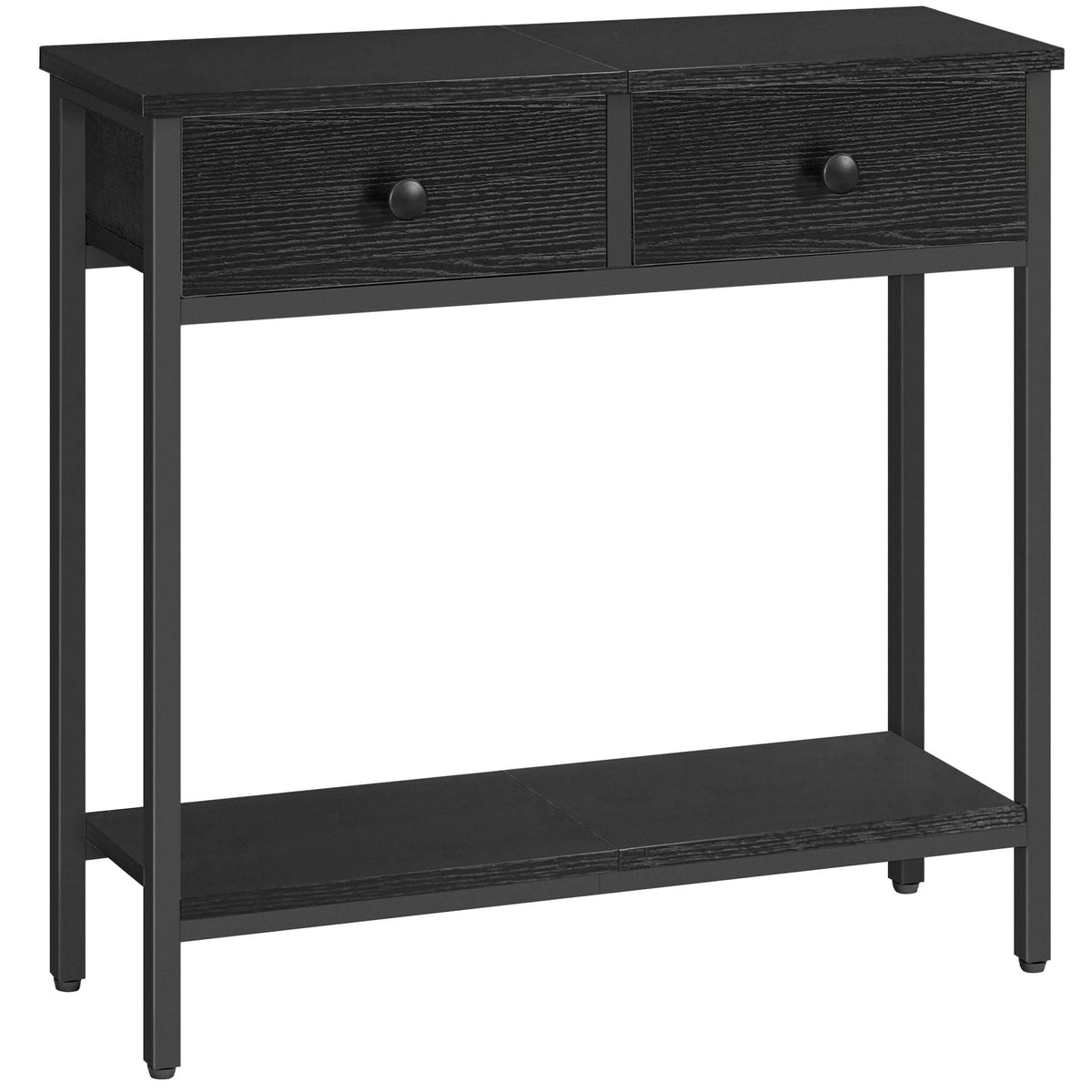 Black Entryway Table with 2 Fabric Drawers, 29.5 Inch Slim Design