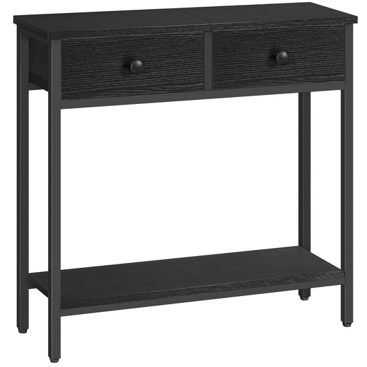 Black Entryway Table with 2 Fabric Drawers, 29.5 Inch Slim Design