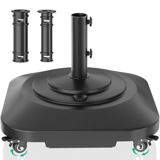 100 lb Umbrella Base with Wheels, Fillable Patio Stand, Black