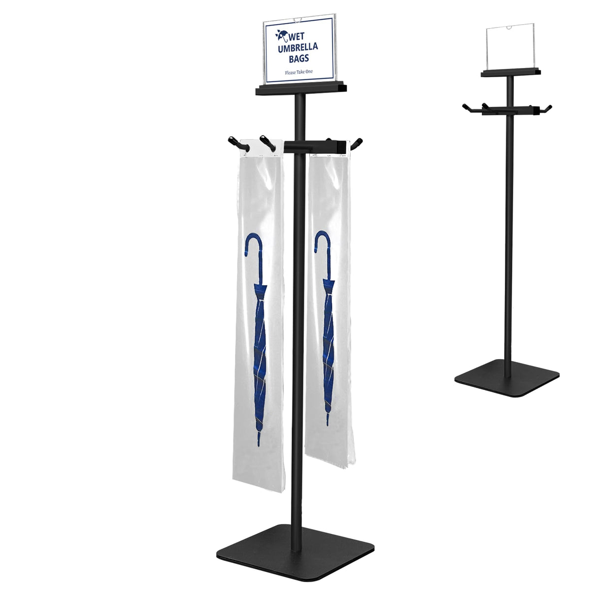 Wet Umbrella Bag Stand with 200 Plastic Bags, 48 Inch, Black