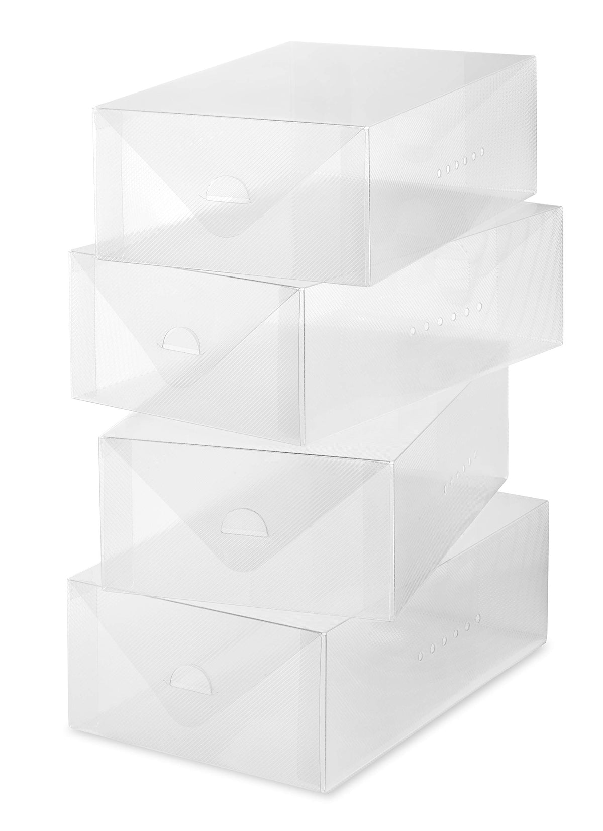 Clear Women's Shoe Boxes, Set of 4, Foldable White Plastic