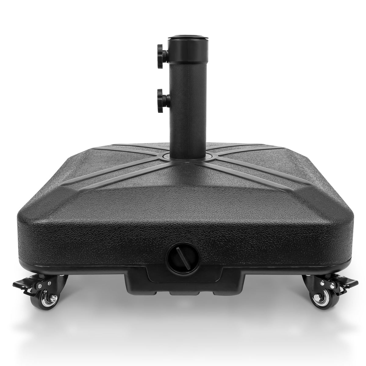 Rolling Patio Umbrella Base with Wheels, 125 lb Capacity, Black