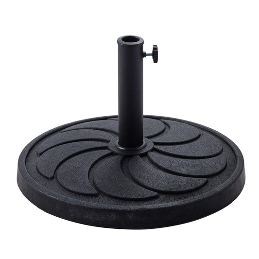 40 lb Round Umbrella Base, Black Resin with Decorative Pattern