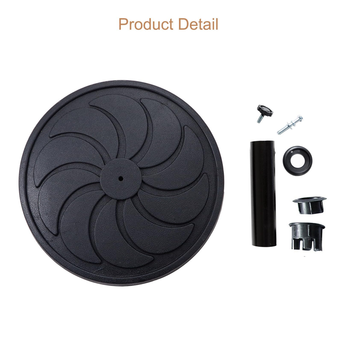 40 lb Round Umbrella Base, Black Resin with Decorative Pattern