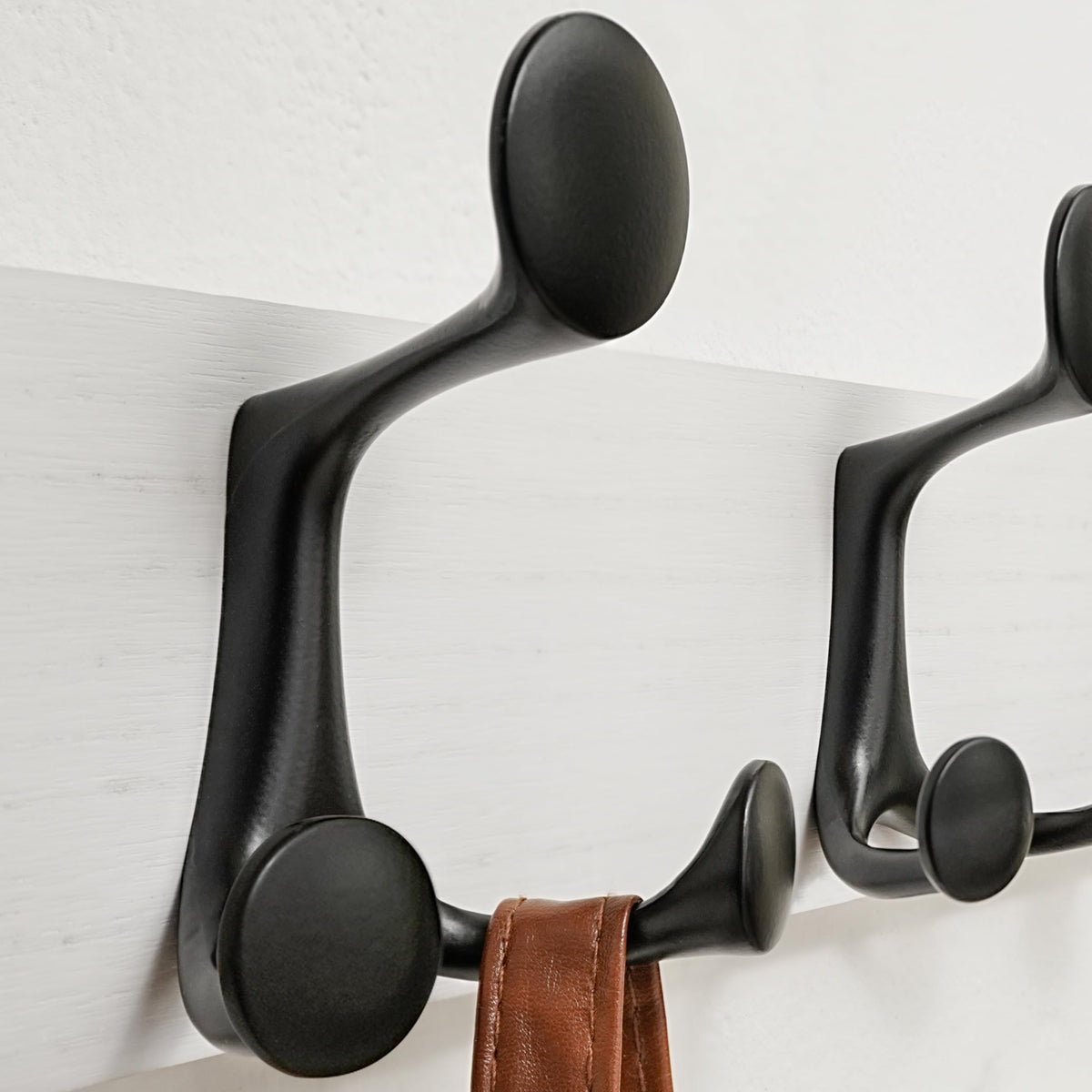 White Wood Wall Coat Rack, 43 Inch with 8 Triple Hooks
