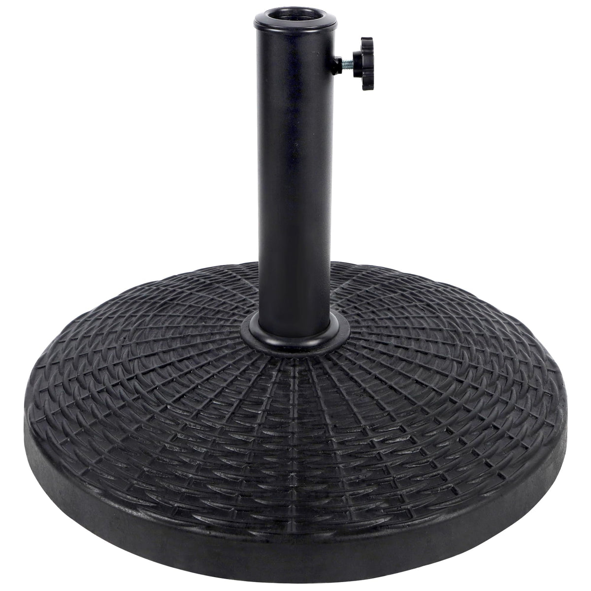 22 lb Patio Umbrella Base, Black Resin, 16.5 Inch Round Stand