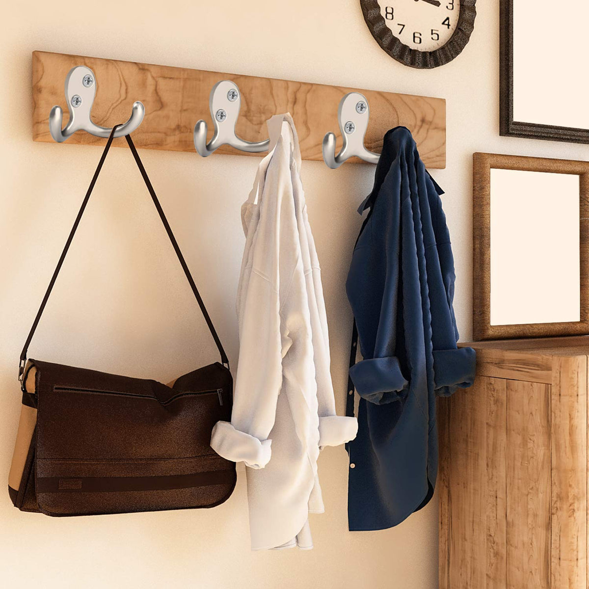Silver Two Prong Wall Hooks, 28 Pieces