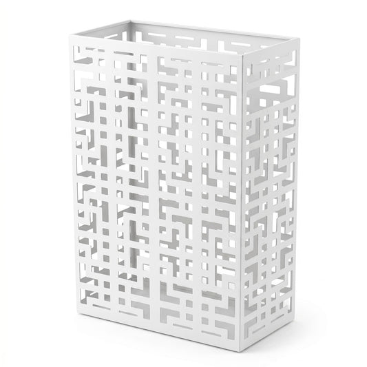 Square Metal Umbrella Stand, 16 x 10 x 5 Inch, White