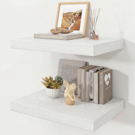 White Floating Shelves, 16 Inch, 11.6 Inch Deep, Set of 2