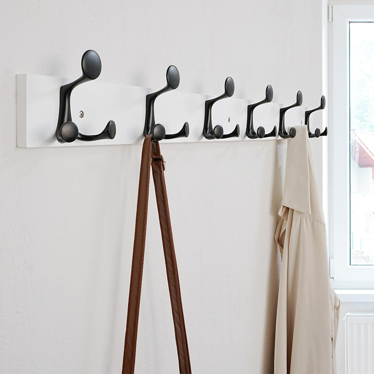 39 Inch White Coat Racks with 6 Triple Hooks, Pack of 2