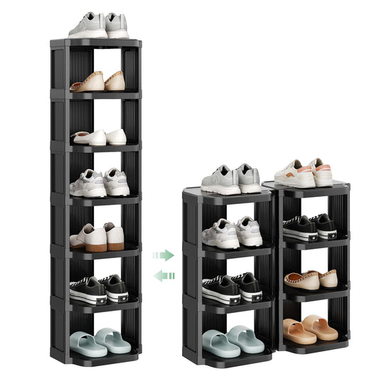 8-Tier Vertical Plastic Shoe Rack, Stackable Shoe Tower for Small Closets